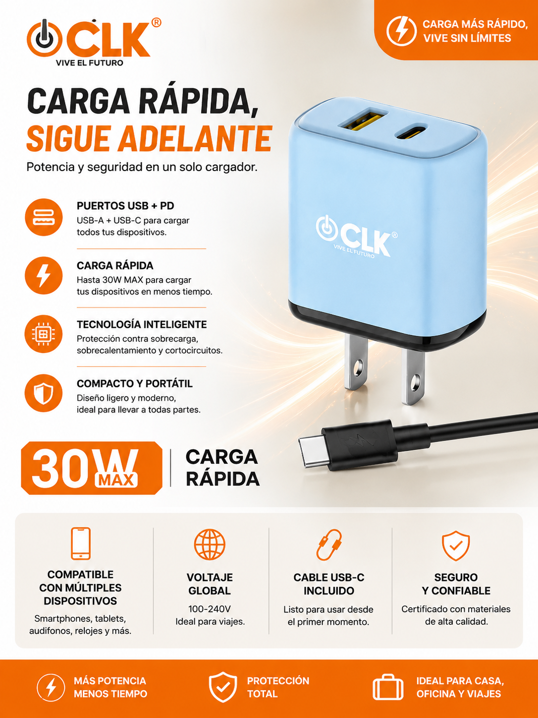 CARGADOR TIPO C DOBLE ENTRADA