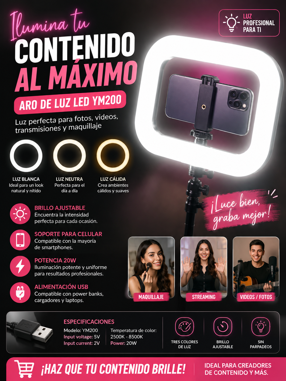 ARO DE LUZ LED YM200