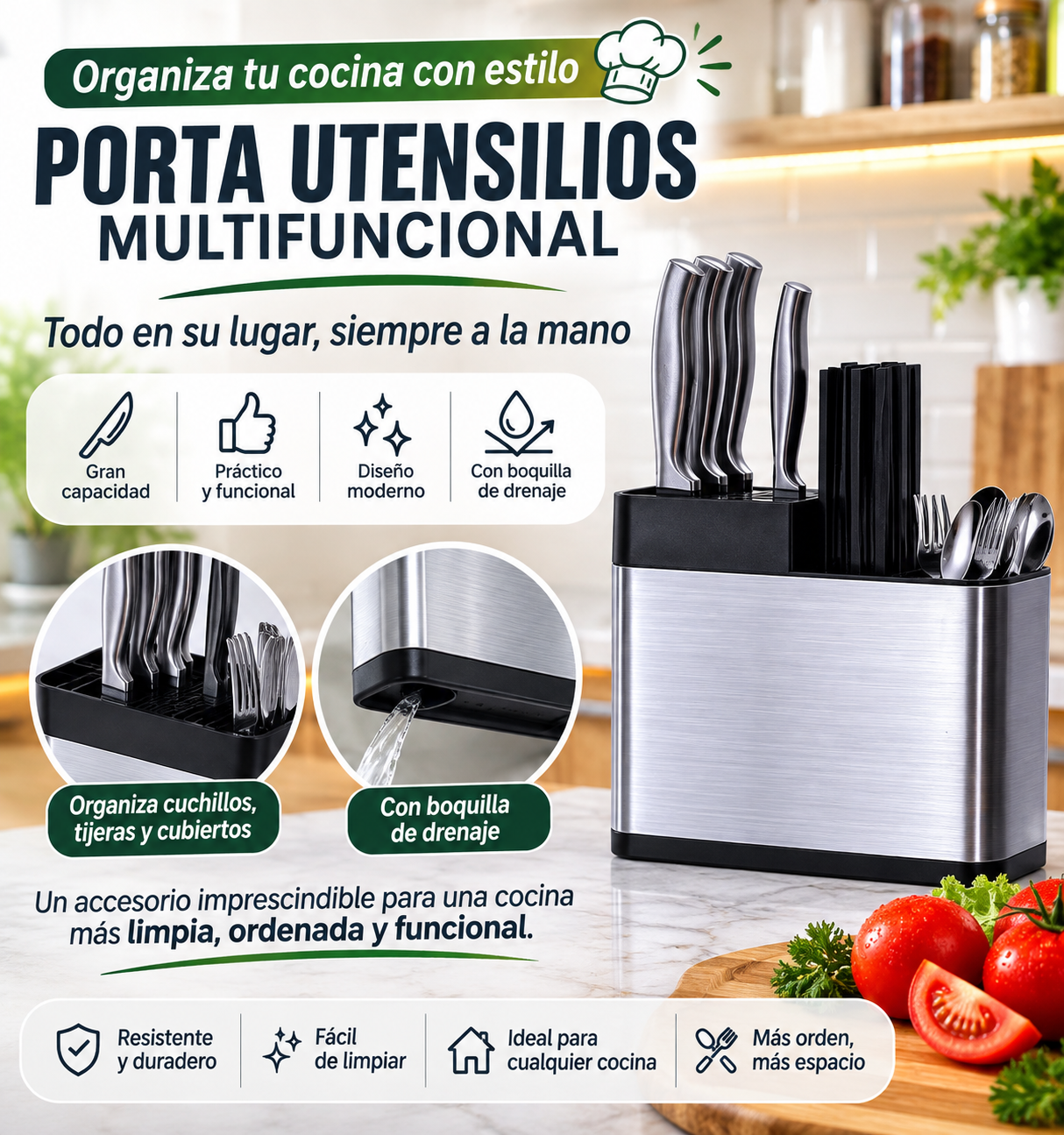 ORGANIZADOR Y ESCURRIDOR DE CUBIERTOS