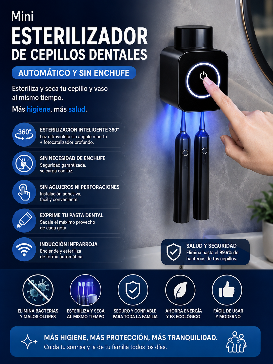 PORTACEPILLOS Y DESINFECTANTE RECARGABLE