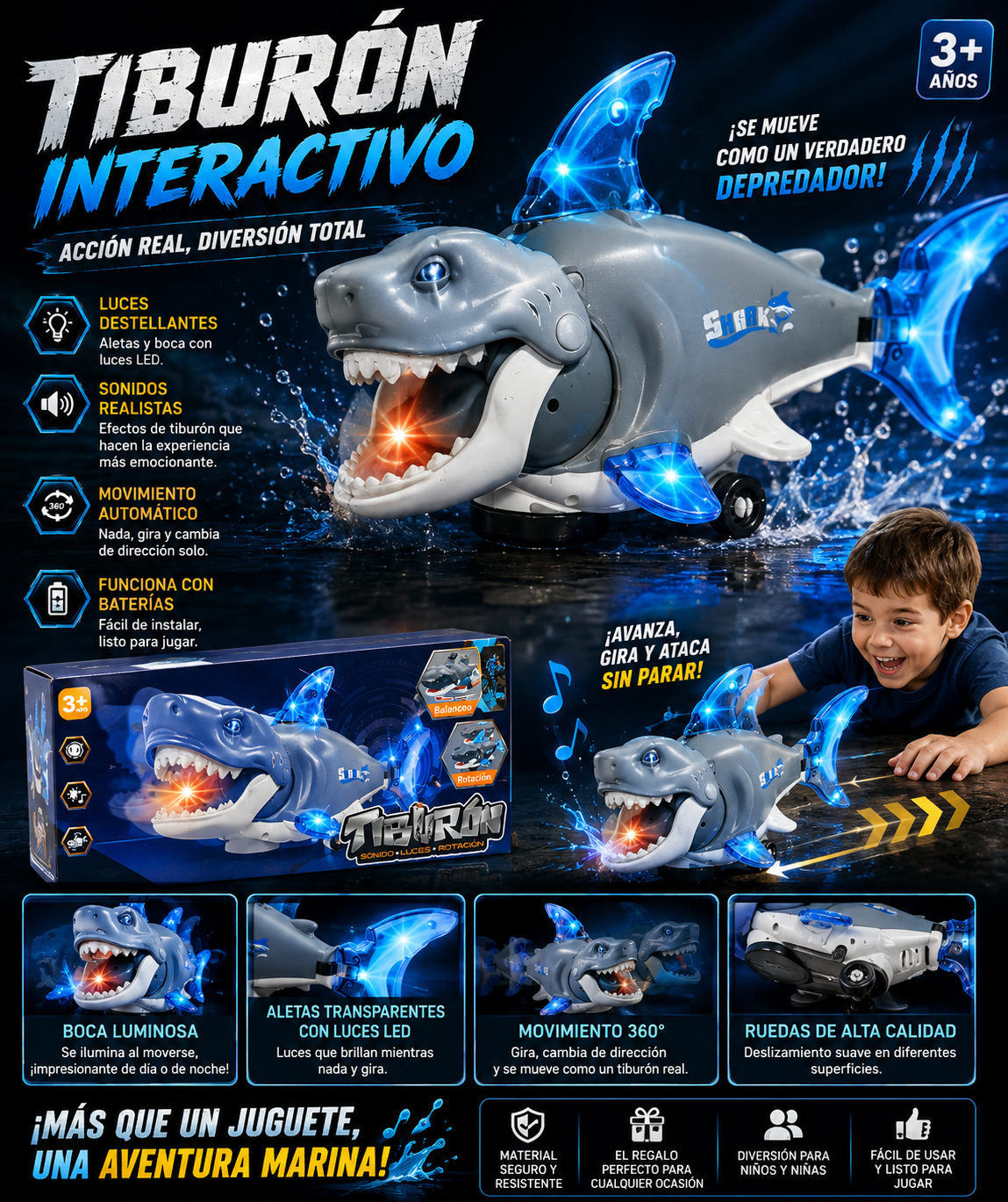 TIBURÓN ELÉCTRICO CON MOVIMIENTO