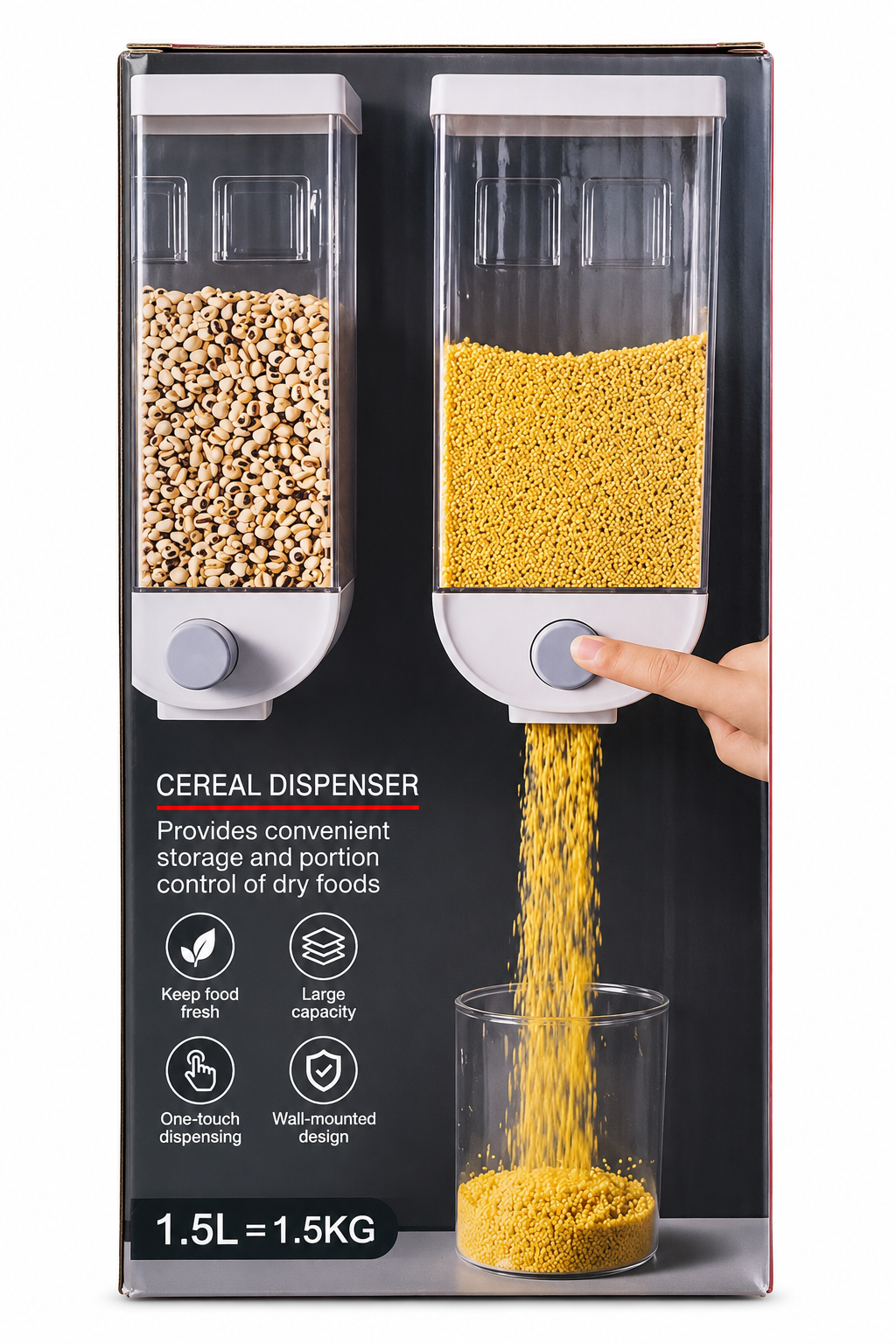 Caja dispensadora de granos para la cocina